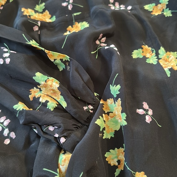 Realisation Par the Kate mini black floral silk Dress long sleeve L - Picture 8 of 8